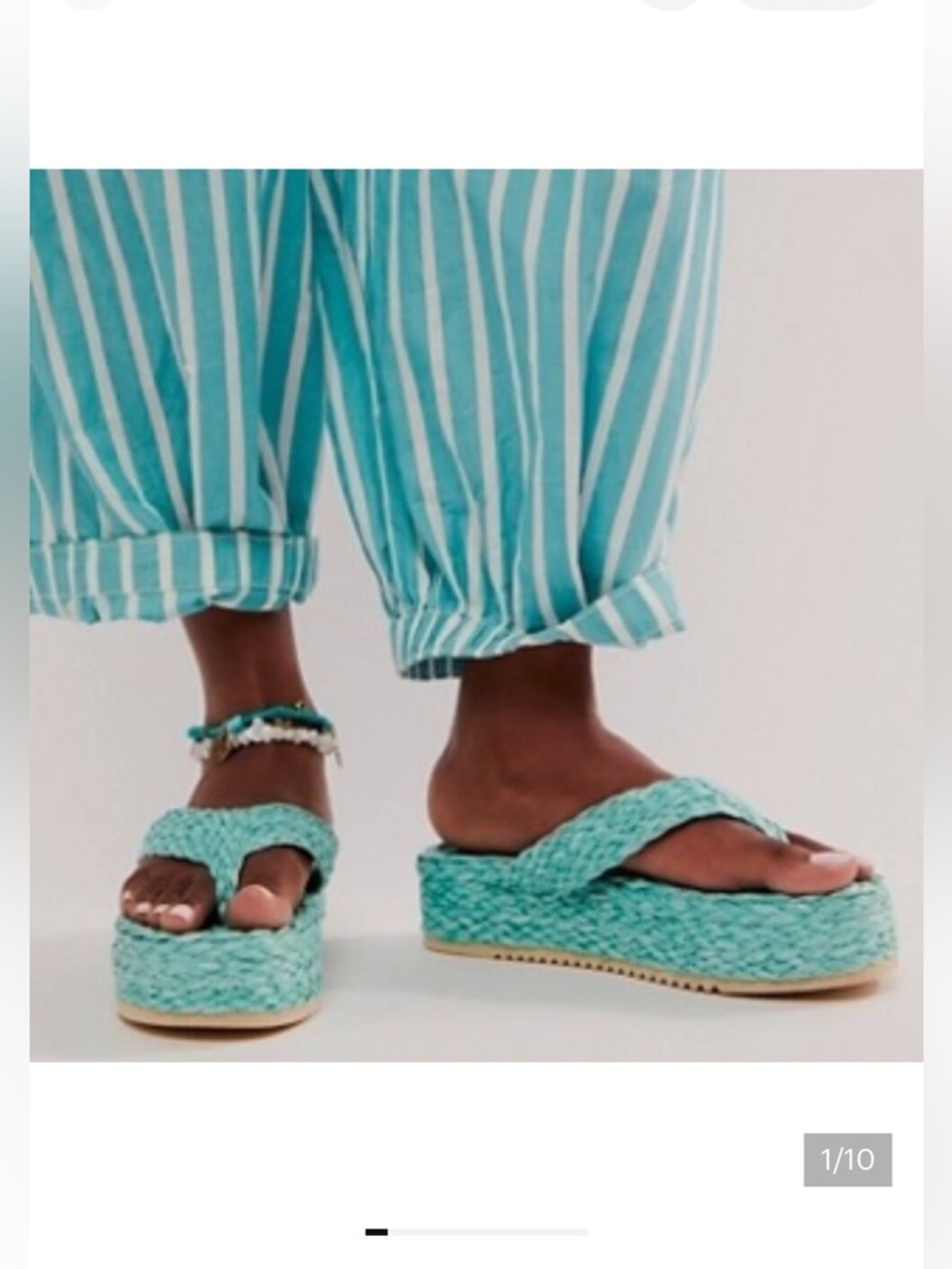 NWT Matisse Sailor Sea Green Platform Thong Sandals